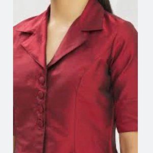 JM Collection, Red Silk Shirt, size 10. Perfect for Valentines Day!